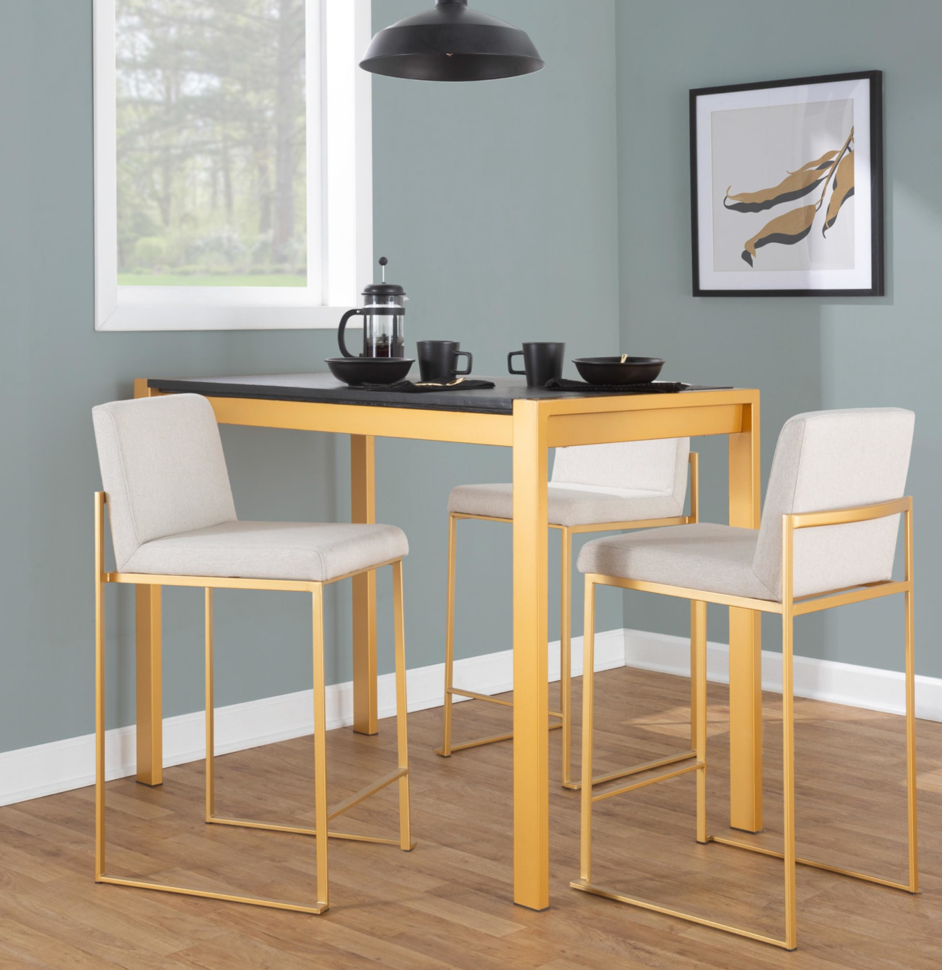 Fuji High-Back Counter Stool (Gold)