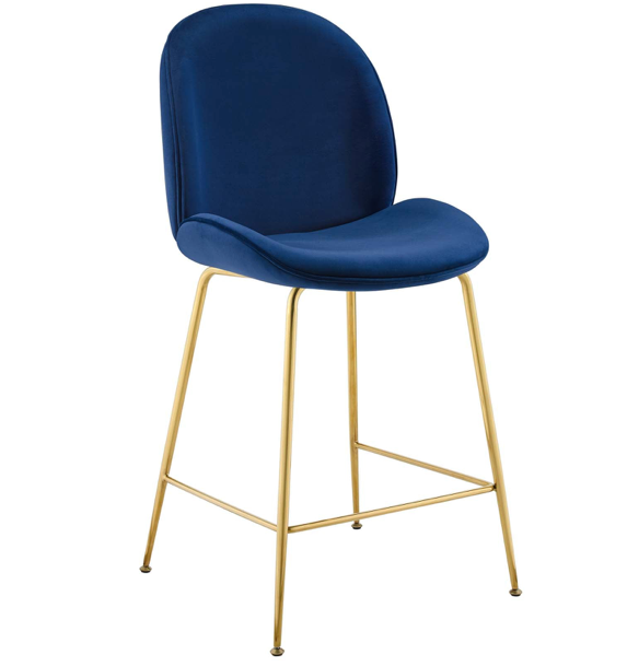 Scoop Velvet Counter Stool